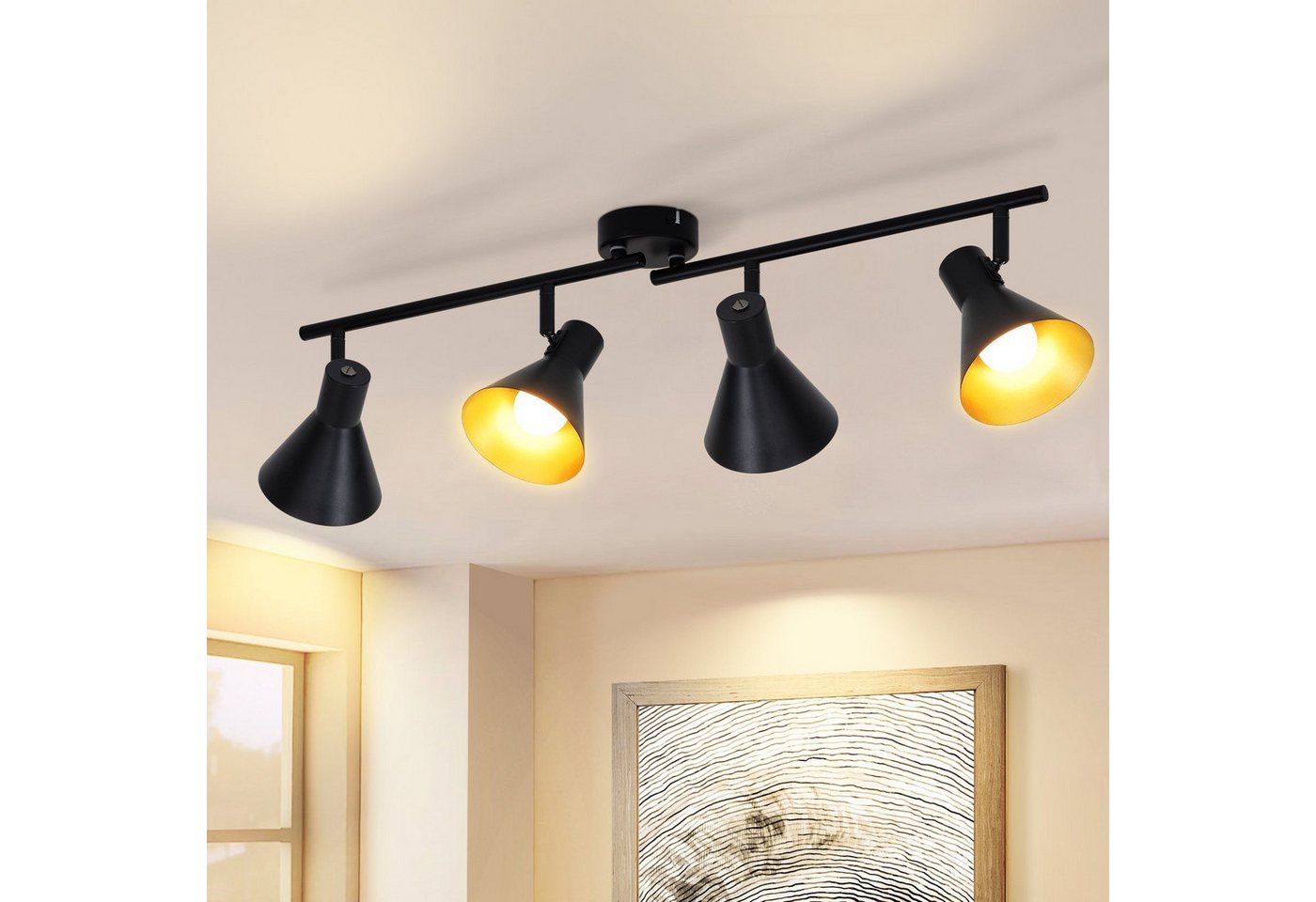 ZMH Deckenstrahler Deckenleuchte Wohnzimmer Deckenlampe Schwarz - Vintage 71CM, ohne Leuchtmittel, E14 Metall 330° Schwenkbar Küchenlampe Industrial Retro ZMH Deckenstrahler Deckenleuchte Wohnzimmer Deckenlampe Schwarz - Vintage 71CM, ohne Leuchtmittel, E14 Metall 330° Schwenkbar Küchenlampe Industrial Retro von ZMH