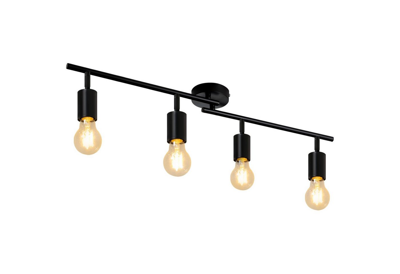 ZMH Deckenstrahler Schwarz Deckenlampe - Schwenkbar 350° Spots E27 Vintage Schlafzimmer, Augenschutz, ohne Leuchtmittel, Industrial küchenlampe, für Küche Wohnzimmer, 2/3/4/6 Flammig von ZMH