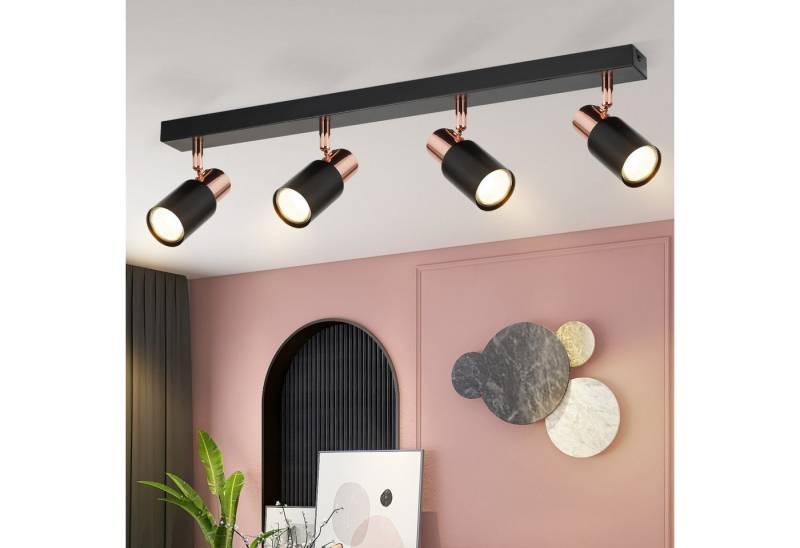 ZMH Deckenstrahler Schwarz-Rosagold 355° Drehbar Wandstrahler Industrial für Wohnzimmer, Flexible Beleuchtungsmöglichkeiten, ohne Leuchtmittel, Standard-GU10-Lampenfassung Drehbarer Lampenarm von ZMH