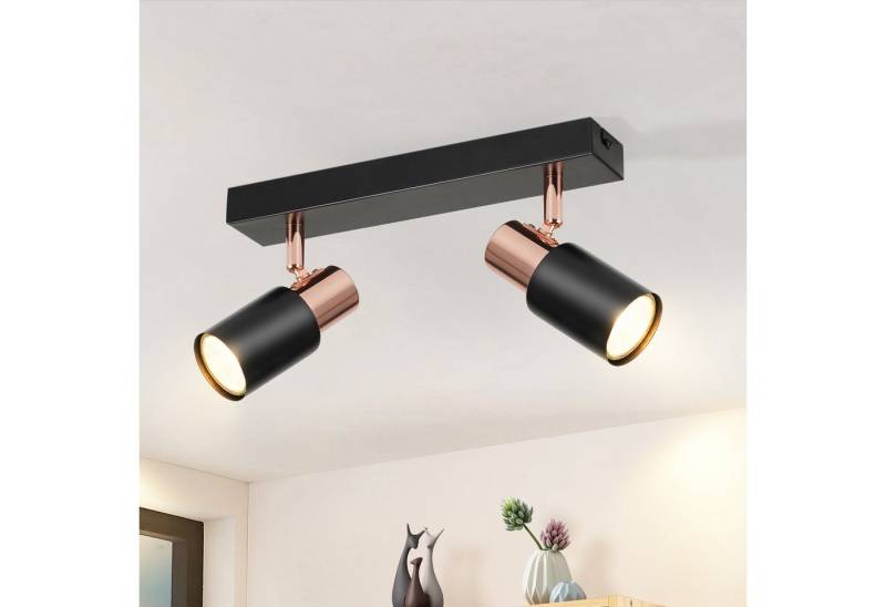 ZMH Deckenstrahler Schwarz-Rosagold 355° Drehbar Wandstrahler Industrial für Wohnzimmer, Flexible Beleuchtungsmöglichkeiten, ohne Leuchtmittel, Standard-GU10-Lampenfassung Drehbarer Lampenarm von ZMH