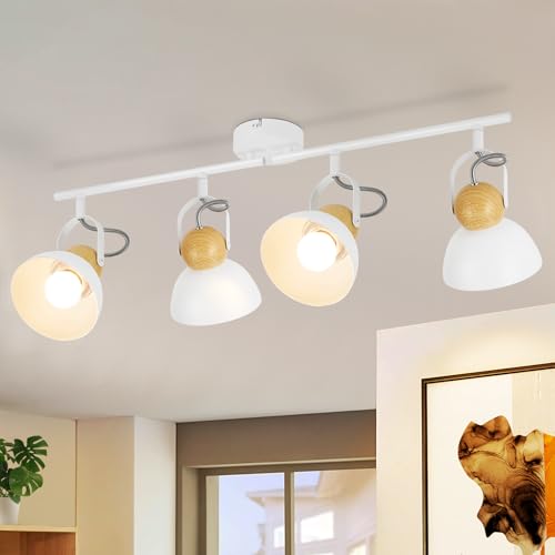 ZMH Deckenstrahler Vintage Weiß Deckenlampe: 4 Flammig Deckenleuchte Wohnzimmer Retro Deckenspots E27 Küchenlampe Schwenkbar 350° Metall Industrial Spotleuchte für Küche Flur Schlafzimmer Esszimmer ZMH Deckenstrahler Vintage Weiß Deckenlampe: 4 Flammig Deckenleuchte Wohnzimmer Retro Deckenspots E27 Küchenlampe Schwenkbar 350° Metall Industrial Spotleuchte für Küche Flur Schlafzimmer Esszimmer von ZMH