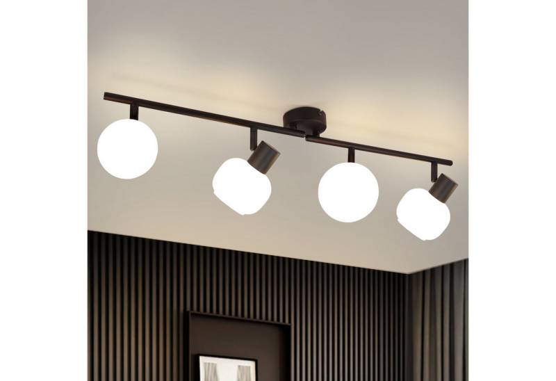 ZMH Deckenstrahler 2/3/4 Flammig E14 Glas Lampenschirm Deckenlampe Vintage Wohnzimmer, Einfache Installation, ohne Leuchtmittel, Schwarz Schwenkbar 350° Morden Spots für Hotellobby Schlafzimmer von ZMH