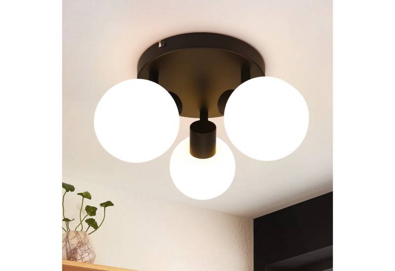 ZMH Deckenstrahler 2/3/4 Flammig E14 Glas Lampenschirm Deckenlampe Vintage Wohnzimmer, Einfache Installation, ohne Leuchtmittel, Schwarz Schwenkbar 350° Morden Spots für Hotellobby Schlafzimmer von ZMH