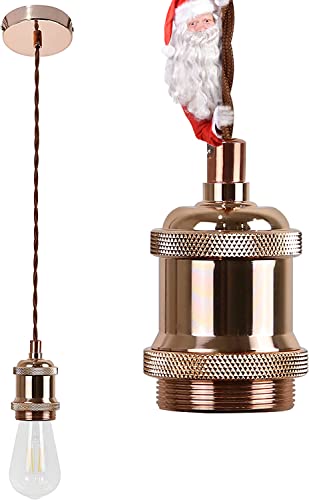 ZMH E27 Hängefassung Vintage Lampenaufhängung - Modern Schnurpendel Rosa Gold Hängefassung mit 1,3M Kabel Pendelleuchte Industrial mit Baldachin Schraubring Deckenbefestigung für Esszimmer, Bar, Cafe ZMH E27 Hängefassung Vintage Lampenaufhängung - Modern Schnurpendel Rosa Gold Hängefassung mit 1,3M Kabel Pendelleuchte Industrial mit Baldachin Schraubring Deckenbefestigung für Esszimmer, Bar, Cafe von ZMH