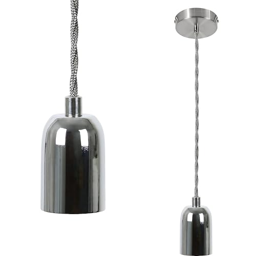 ZMH E27 Lampenaufhängung Vintage Lampenfassung Silber Hängefassung mit 1.3M Kabel Edison Schnurpendel Industrial Pendleuchte mit Baldachin Deckenbefestigung für Wohnzimmer Esszimmer Bar Kneipe Keller ZMH E27 Lampenaufhängung Vintage Lampenfassung Silber Hängefassung mit 1.3M Kabel Edison Schnurpendel Industrial Pendleuchte mit Baldachin Deckenbefestigung für Wohnzimmer Esszimmer Bar Kneipe Keller von ZMH