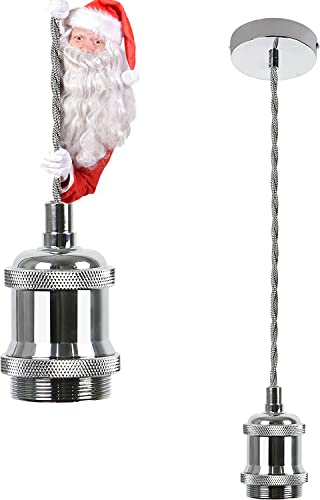 ZMH E27 Lampenaufhängung Vintage Schnurpendel - Retro Lampenfassung Chrom Hängefassung mit 1,3M Kabel Pendelleuchte 1 Flammig Industrial mit Baldachin Deckenbefestigung für Esszimmer, Bar, Cafe … ZMH E27 Lampenaufhängung Vintage Schnurpendel - Retro Lampenfassung Chrom Hängefassung mit 1,3M Kabel Pendelleuchte 1 Flammig Industrial mit Baldachin Deckenbefestigung für Esszimmer, Bar, Cafe … von ZMH
