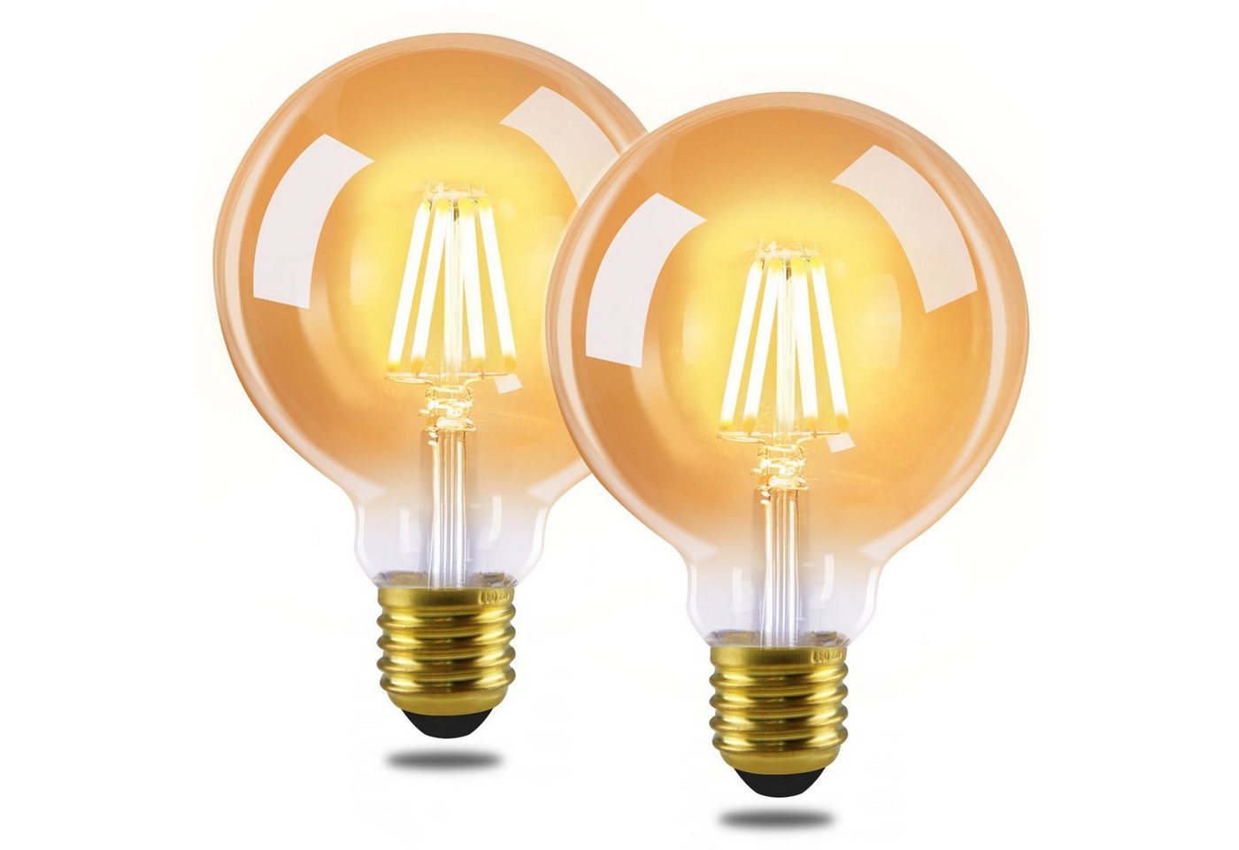 ZMH LED-Leuchtmittel Edison LED Vintage Glühbirne - G80 2700K, E27, 2 St., warmweiß, Filament Retro Glas Birne Energiesparlampe von ZMH