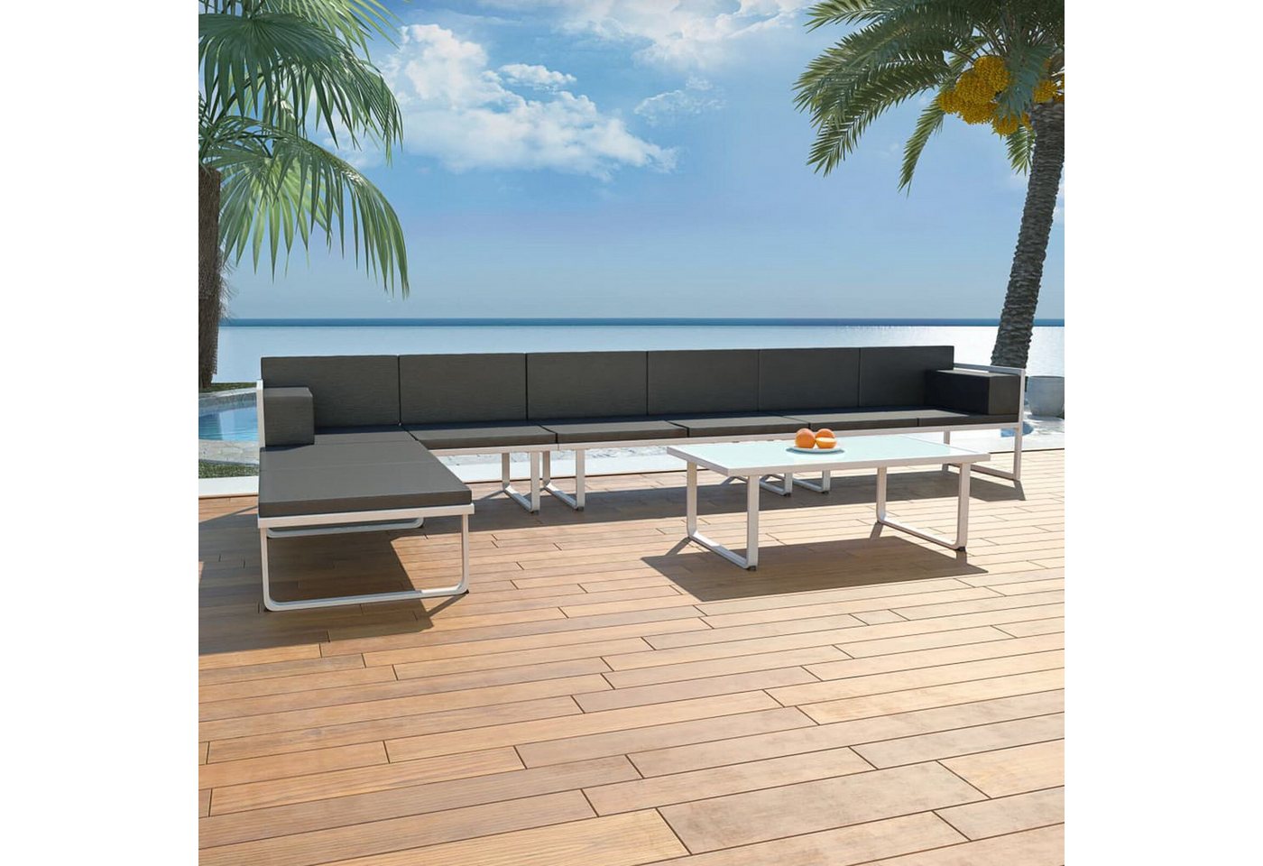 ZMH Garten-Essgruppe 5-tlg. Garten-Lounge-Set Textilene Aluminium Schwarz von ZMH