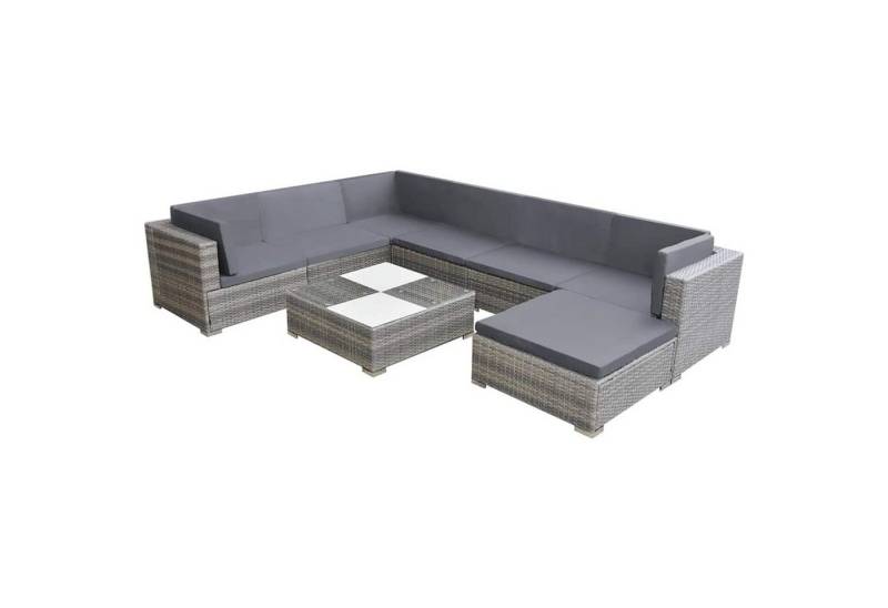 ZMH Garten-Essgruppe 8-tlg. Garten-Lounge-Set mit Auflagen Poly Rattan Grau von ZMH