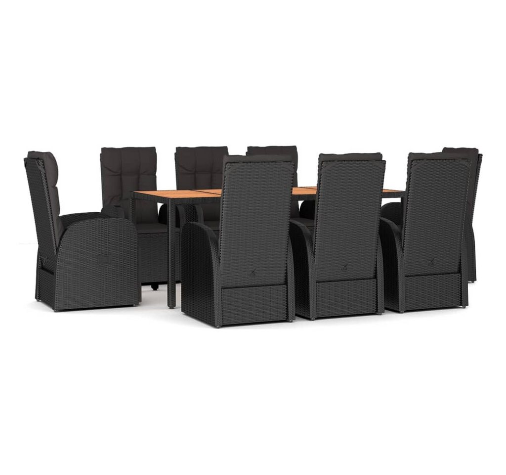 ZMH Garten-Essgruppe Gartenmöbel Set mit Kissen Schwarz Poly Rattan, (Set, 9-tlg., 8 x Gartenstuhl 8 x Rückenkissen 8 x Sitzkissen 1x Tisch), Verstellbare Rückenlehne für Balkon und Terrasse von ZMH