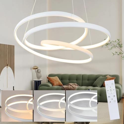 ZMH Hängelampe LED Pendelleuchte Esstisch - Dimmbar Hängeleuchte Modern Esstischlampe 50CM Esszimmerlampe Pendellampe mit Fernbedienung Wohnzimmerlampe Hängend 55W für Wohnzimmer Schlafzimmer Küche von ZMH
