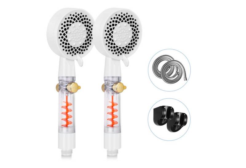 ZMH Handbrause mit 1,5 m Schlauch Schwarz/Weiß Runde Shower wassersparend Badezimmer, (Set, 4-tlg., Handbrause &1,5 m Schlauch &Halterung &Passendes Schraubenset), mit 5 Strahlenden Handbrause Großdruck mit Taste zur Einstellung von ZMH