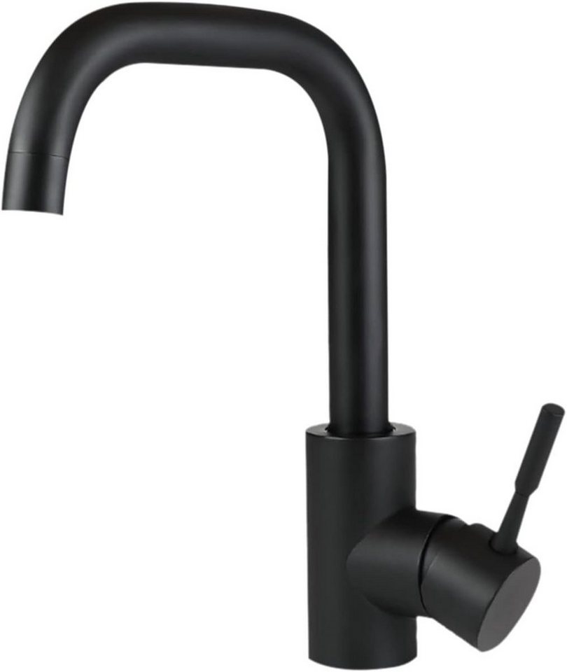 ZMH Küchenarmatur Schwarz Matt - Armatur 360°Drehbar Kalt- Warmwasserhahn (7-St., Mischbatterie Badarmatur) 360°Drehbar von ZMH