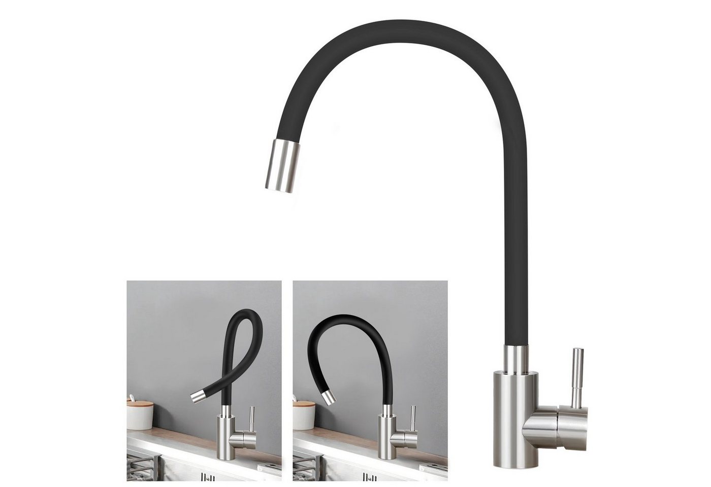 ZMH Küchenarmatur Wasserhahn Küche Spültischarmatur aus Edelstahl Küche Warm&Kalt (Set, 1-St., Mischbatterie Edelstahl mit Schlauch) 360° Drenbar ZMH Küchenarmatur Wasserhahn Küche Spültischarmatur aus Edelstahl Küche Warm&Kalt (Set, 1-St., Mischbatterie Edelstahl mit Schlauch) 360° Drenbar von ZMH