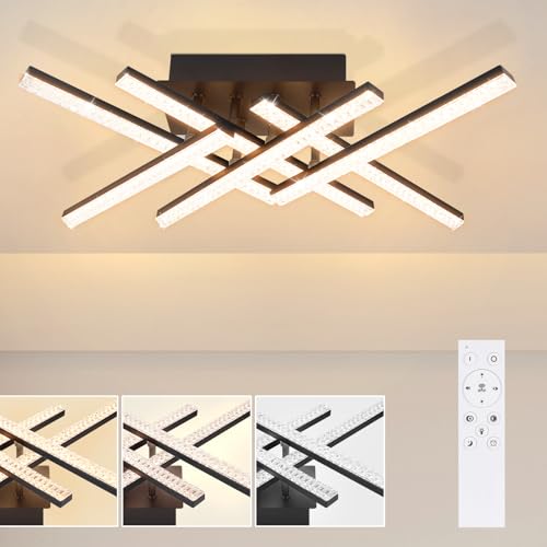 ZMH LED Deckenlampe Wohnzimmer Deckenleuchte - Wohnzimmerlampe Dimmbar mit Fernbedienung 50CM Modern Schlafzimmerlampe Schwarz 36W Kristall Deckenbeleuchtung für Schlafzimmer Küche Flur Esszimmer ZMH LED Deckenlampe Wohnzimmer Deckenleuchte - Wohnzimmerlampe Dimmbar mit Fernbedienung 50CM Modern Schlafzimmerlampe Schwarz 36W Kristall Deckenbeleuchtung für Schlafzimmer Küche Flur Esszimmer von ZMH