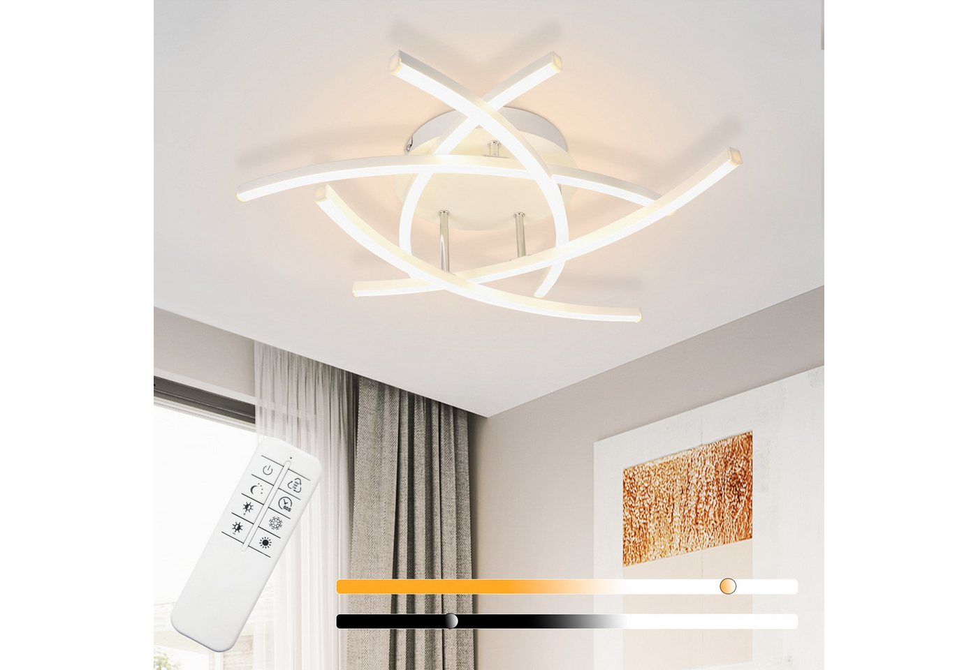 ZMH LED Deckenleuchte Wohnzimmer Schwarz/Weiß 32W Dimmbar Modern Flurlampe für Büro, Augenschutz, Einfache Installtion, LED fest integriert, 3000-6500K, Metall Schlafzimmerlampe mit Fernbedienung Küche ZMH LED Deckenleuchte Wohnzimmer Schwarz/Weiß 32W Dimmbar Modern Flurlampe für Büro, Augenschutz, Einfache Installtion, LED fest integriert, 3000-6500K, Metall Schlafzimmerlampe mit Fernbedienung Küche von ZMH