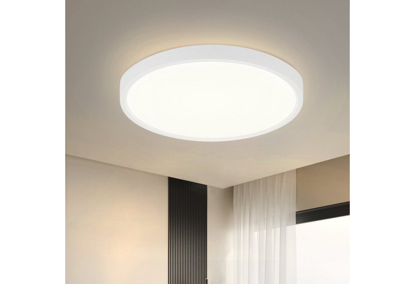 ZMH LED Deckenleuchte ∅22cm IP44 Wasserdicht 15W Selbstmontage Schlafzimmer, LED fest integriert, Neutralweiß, Badezimmer Deckenbeleuchtung Badezimmerlampe 4000K, Weiß von ZMH