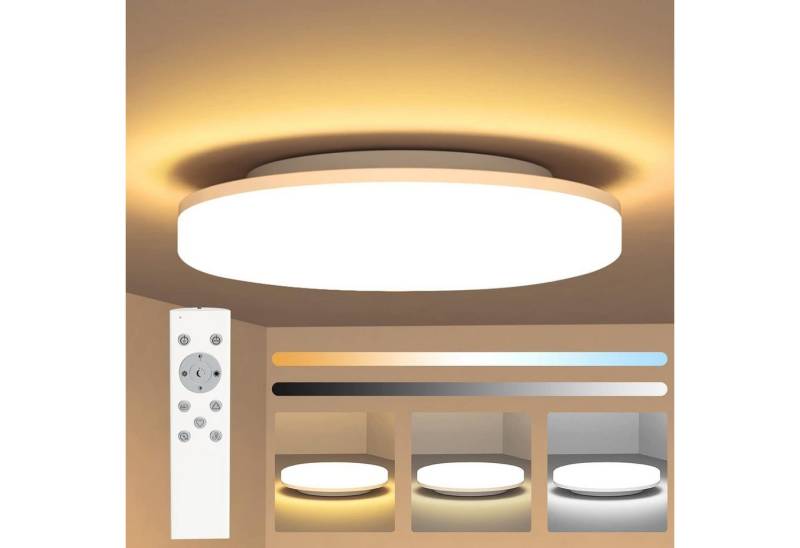 ZMH LED Deckenleuchte 24W 2200LM 2700K Warmweiß Deckenlampe IP54 Panel Badezimmer, LED fest integriert, 2700k-6500k, Quadratisch Badlampe, IP54 Wasserfest, CCT, Ø275mm von ZMH