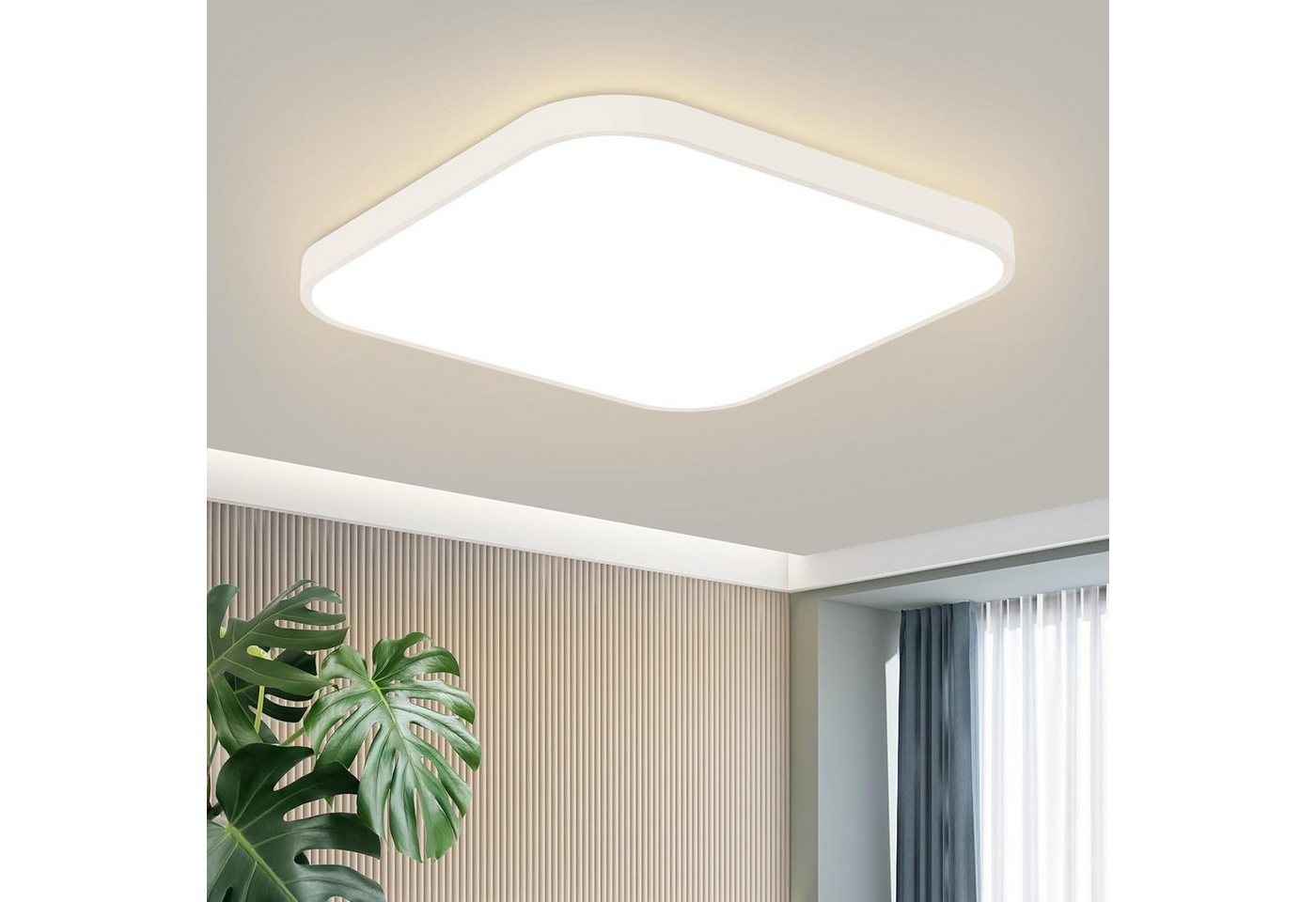 ZMH LED Deckenleuchte 27cm Quadratisch Flach IP44 19W Wohnzimmer Schlafzimmer, LED fest integriert, 3000k, Wasserdicht Schlafzimmerlampe Quadratisch Küchenlampe von ZMH