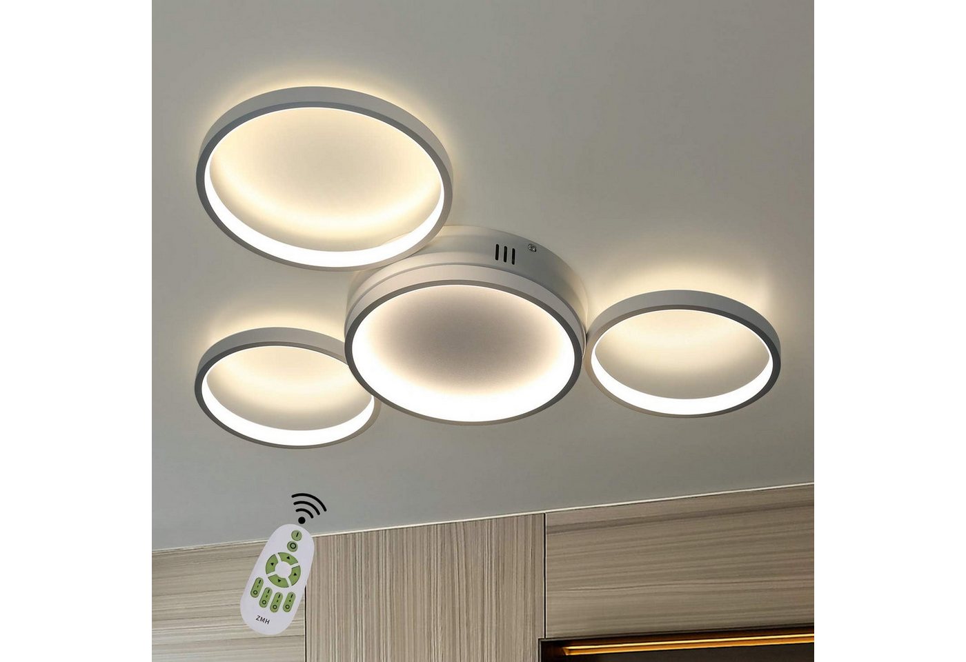 ZMH LED Deckenleuchte 3//4 Flammig Ring Fernbedienung Schlafzimmer, dimmbar, LED fest integriert von ZMH