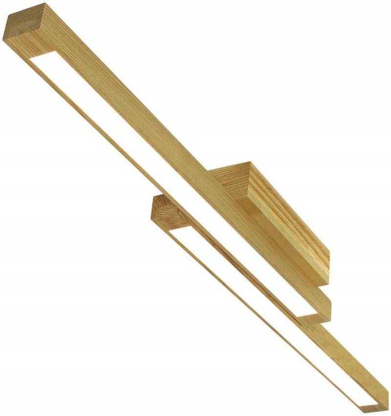 ZMH LED Deckenleuchte 3000K Holz Wohnzimmerlampe 114cm Lang 2-flammig, LED fest integriert, Warmweiß von ZMH