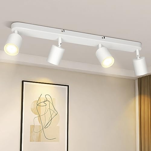 ZMH LED Deckenleuchte 4 Flammig Deckenstrahler - GU10 Deckenlampe Wohnzimmer Strahler Modern Deckenspot Schwenkbar Design Weiß Spot für Flur Schlafzimmer Esszimmer Küche Esstisch - Ohne Glühbirn von ZMH