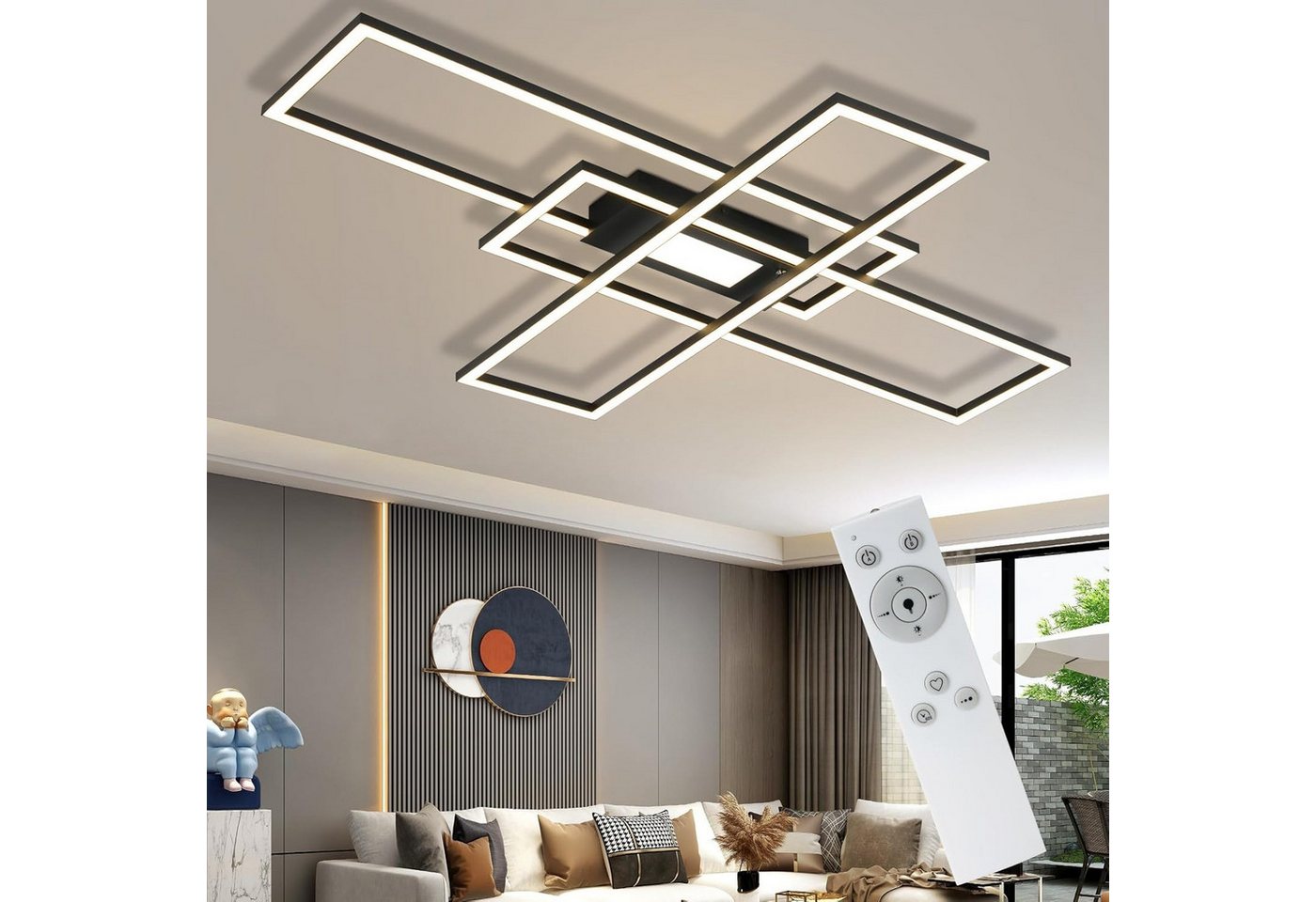 ZMH LED Deckenleuchte Wohnzimmer 50W 3 Rahmen Deckenlampe mit Fernbedienung Modern Flur, Augenschutz, Einfache Installtion, LED fest integriert, 3000-6500K, Schlafzimmerlampe Schlafzimmer Deckenbeleuchtung ZMH LED Deckenleuchte Wohnzimmer 50W 3 Rahmen Deckenlampe mit Fernbedienung Modern Flur, Augenschutz, Einfache Installtion, LED fest integriert, 3000-6500K, Schlafzimmerlampe Schlafzimmer Deckenbeleuchtung von ZMH