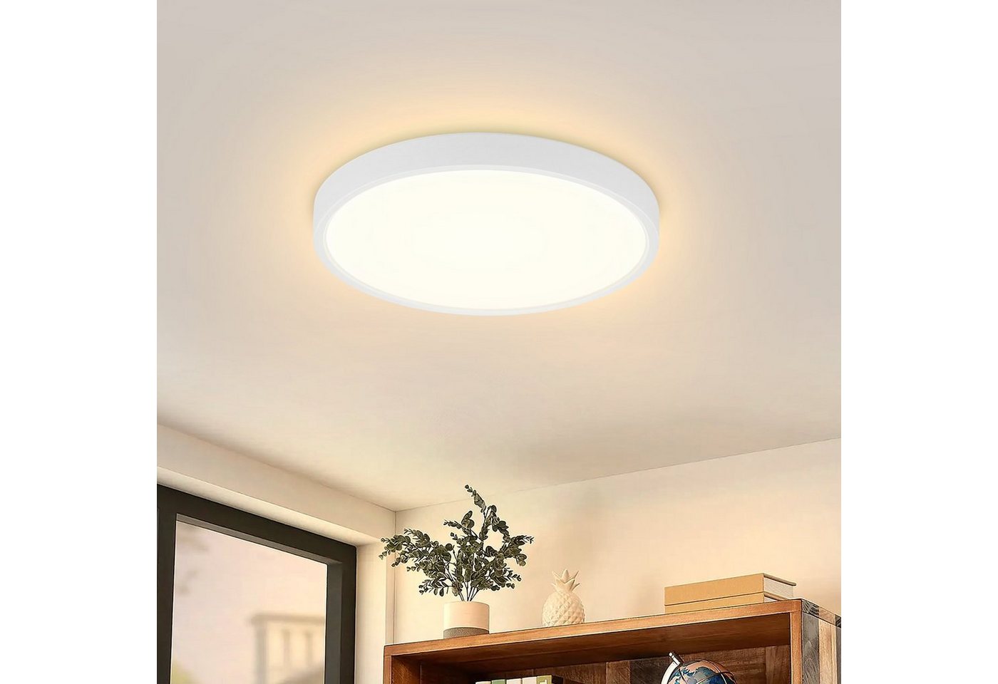 ZMH LED Deckenleuchte Küchenlampe für Bad Flur Balkon Schlafzimmer Whonzimmer, LED fest integriert, Warmweiß, ∅17cm, Weiß von ZMH
