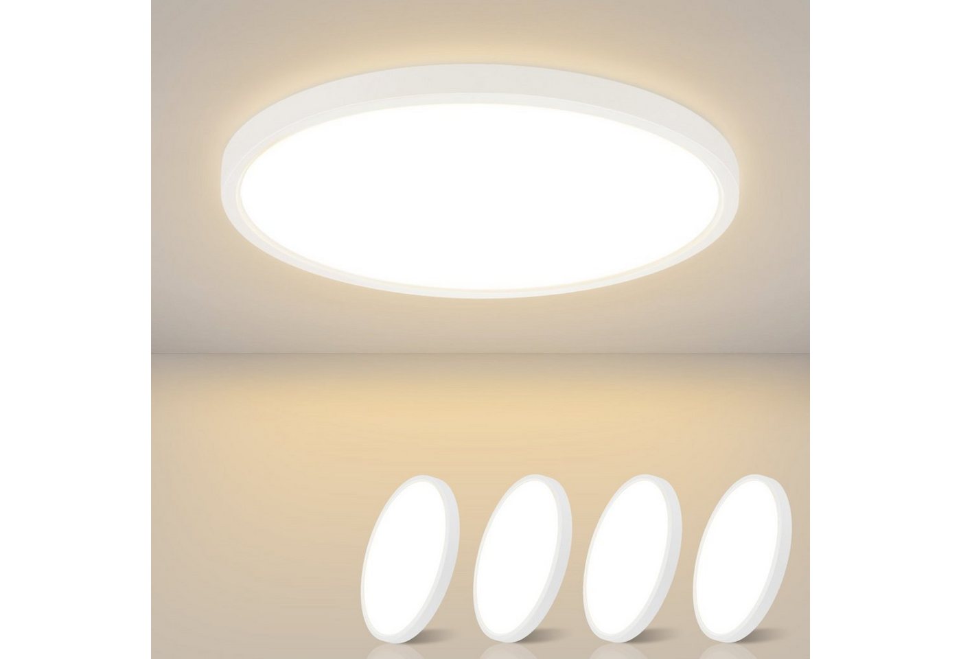 ZMH LED Deckenleuchte Küchenlampe für Bad Flur Balkon Schlafzimmer Whonzimmer, LED fest integriert, Warmweiß von ZMH