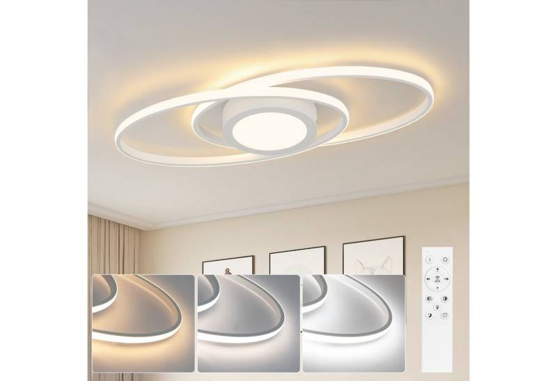 ZMH LED Deckenleuchte Wohnzimmer Deckenlampe Dimmbar mit Fernbedienung Modern 48W Flur, NachtlichtTiming, LED fest integriert, 3000-6500k von ZMH
