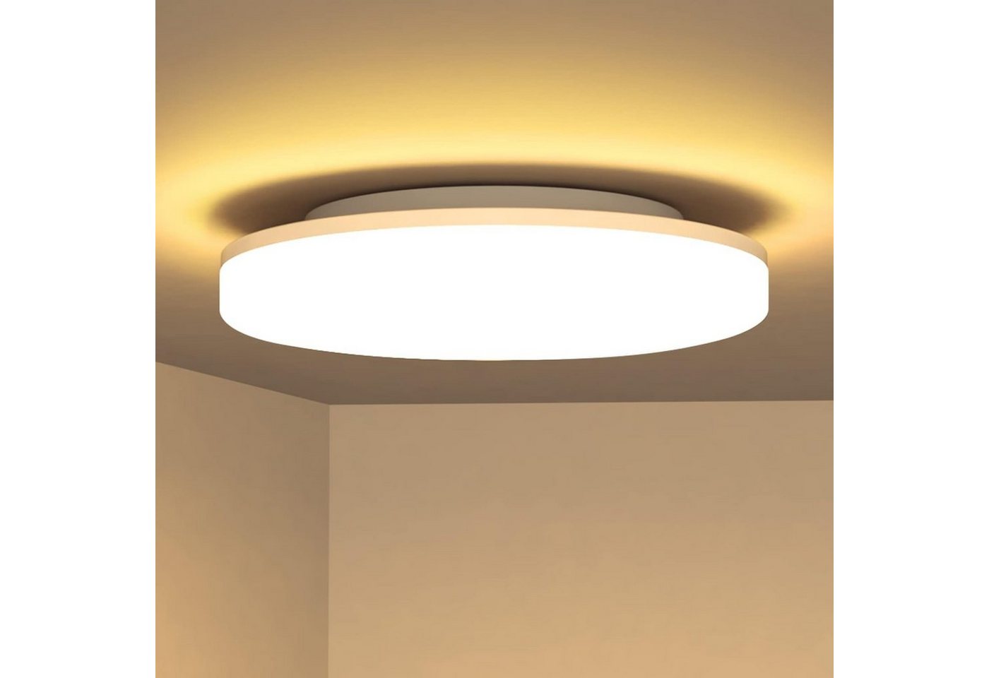 ZMH LED Deckenleuchte Deckenlampe IP54 Wasserfest Badezimmer Rund Badlampe Decke, LED fest integriert, 2700K, Nicht Dimmbar von ZMH