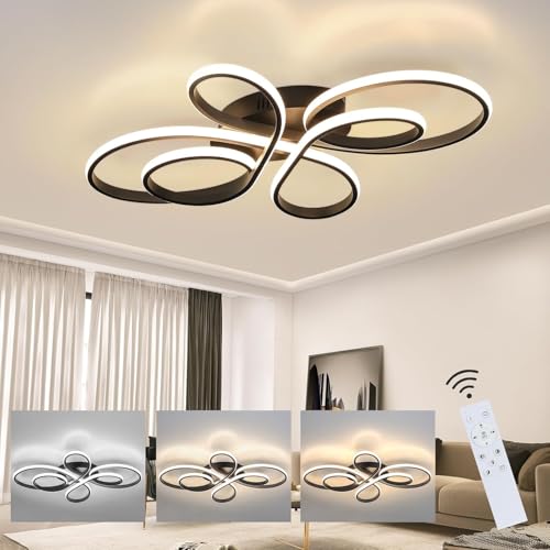 ZMH LED Deckenleuchte Deckenlampe Wohnzimmer - 100cm Wohnzimmerlampe Schwarz Groß Dimmbar Modern Design 90W Schlafzimmerlampe mit Fernbedienung Deckenbeleuchtung für Schlafzimmer Esszimmer Büro Küche von ZMH