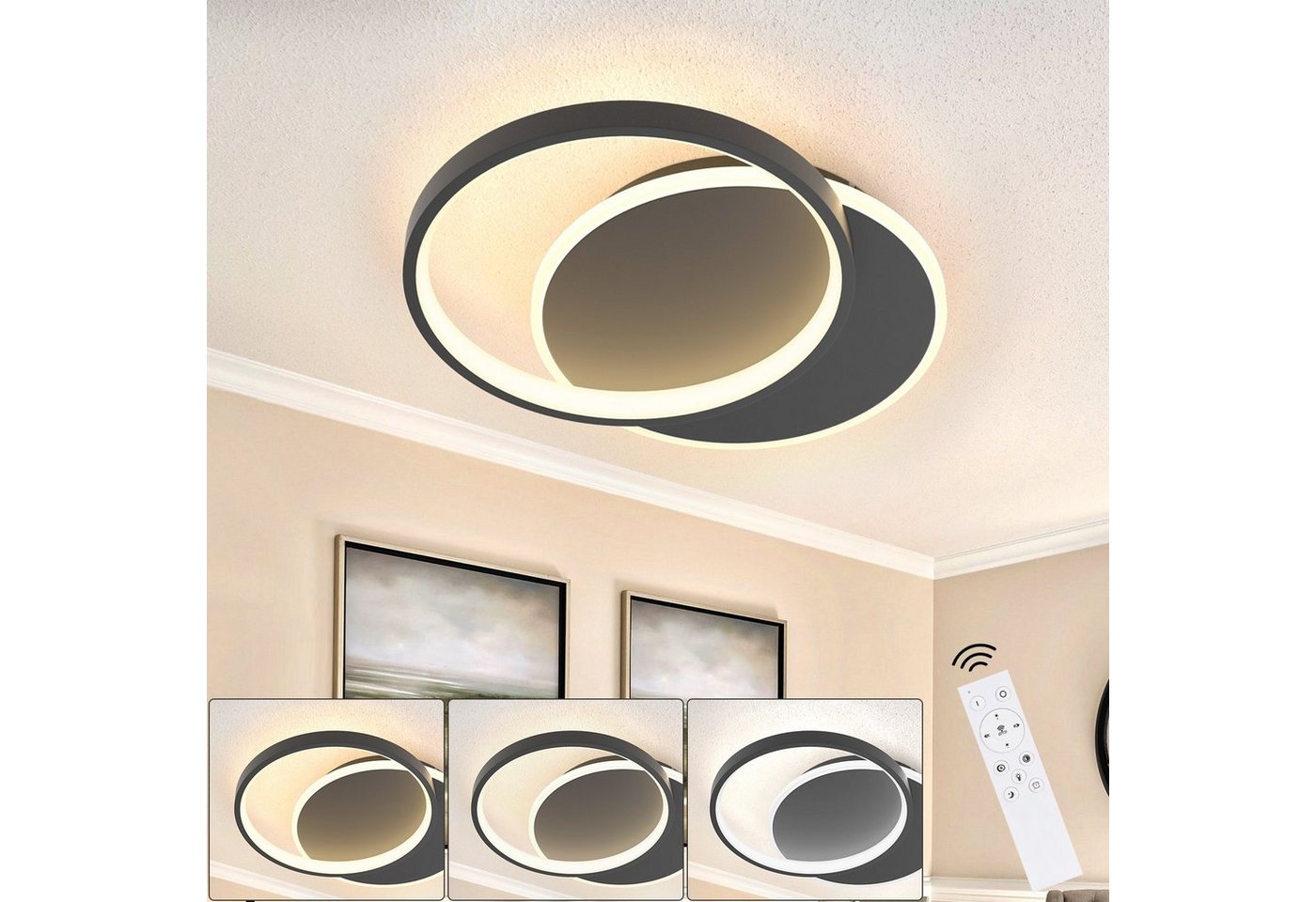 ZMH LED Deckenleuchte Wohnzimmer Dimmbar Modern Deckenlampe mit Fernbedienung für Flur, Augenschutz, Einfache Installtion, LED fest integriert, Tageslichtweiß, 2800lm ZMH LED Deckenleuchte Wohnzimmer Dimmbar Modern Deckenlampe mit Fernbedienung für Flur, Augenschutz, Einfache Installtion, LED fest integriert, Tageslichtweiß, 2800lm von ZMH