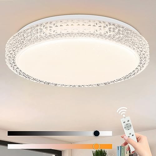 ZMH LED Deckenleuchte Dimmbar Deckenlampe mit Fernbedienung - 18W Schlafzimmerlampe mit Fernbedienung Ø30cm Kristall Modern Sternenhimmel Rund Deckenbeleuchtung für Schlafzimmer Wohnzimmer Küche Flur ZMH LED Deckenleuchte Dimmbar Deckenlampe mit Fernbedienung - 18W Schlafzimmerlampe mit Fernbedienung Ø30cm Kristall Modern Sternenhimmel Rund Deckenbeleuchtung für Schlafzimmer Wohnzimmer Küche Flur von ZMH