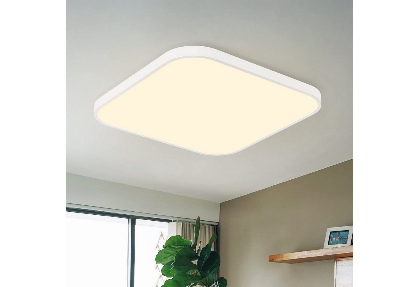 ZMH LED Deckenleuchte Dimmbar Flach IP44 Wasserdicht Bad- Küchen- Schlaflampe Bad Flur, LED fest integriert, Warmweiß, ∅27CM, 19w von ZMH