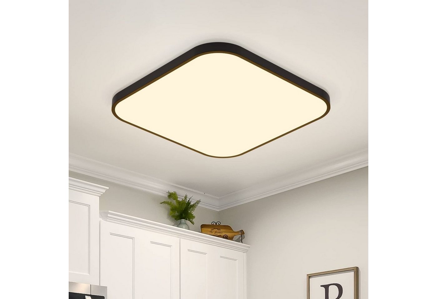 ZMH LED Deckenleuchte Dimmbar Flach IP44 Wasserdicht Bad- Küchen- Schlaflampe Bad Flur, LED fest integriert, Warmweiß, ∅27CM, 19w von ZMH