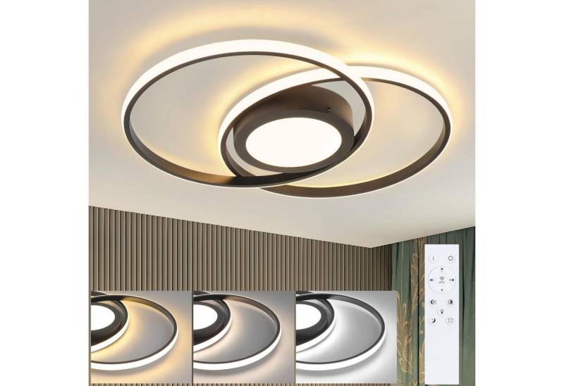 ZMH LED Deckenleuchte Dimmbar Modern 48W mit Fernbedienung Flur Schlafzimmer, LED fest integriert, 3000-6500k, Deckenbeleuchtung Küchenlampe Metall von ZMH