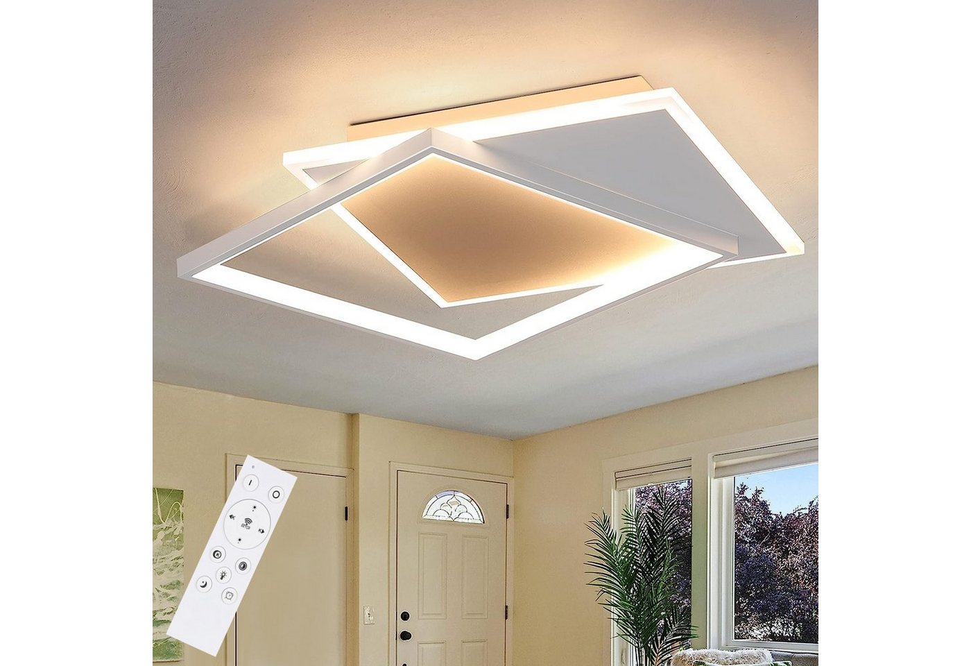 ZMH LED Deckenleuchte Dimmbar Modern für Wohnzimmer Esszimmer Büro Küche Flur, LED fest integriert von ZMH