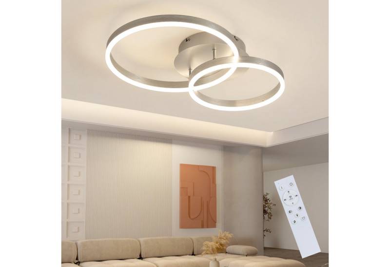 ZMH LED Deckenleuchte Dimmbar Schwarz/Gold Ringe Deckenlampe Modern 46/74W Wohnzimmer, Augenschutz, Einfache Installtion, LED fest integriert, 3000-6500K, Metall aus Acryl Schlafzimmerlampe mit Fernbedienung von ZMH