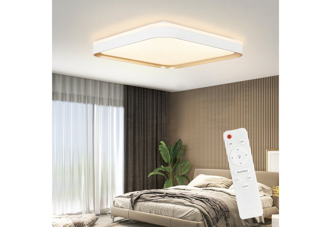 ZMH LED Deckenleuchte Wohnzimmer Ø30CM Dimmbar mit Fernbedienung Modern Deckenlampe Flur, Augenschutz,Einfache Installation, LED fest integriert, 3000-6500K, Eckig LED Deckenleuchte ZMH LED Deckenleuchte Wohnzimmer Ø30CM Dimmbar mit Fernbedienung Modern Deckenlampe Flur, Augenschutz,Einfache Installation, LED fest integriert, 3000-6500K, Eckig LED Deckenleuchte von ZMH