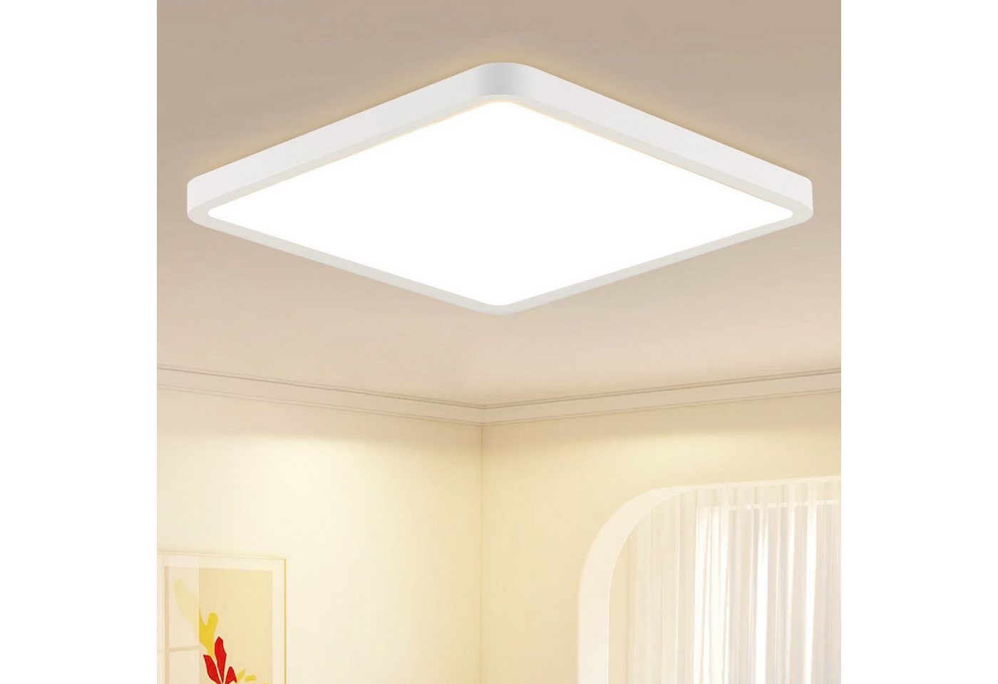 ZMH LED Deckenleuchte Flach - 23CM 18W Küchenlampe IP44 Wasserdicht Schlafzimmer, LED fest integriert, 4000k, für Badezimmer, Weiß, Whonzimmerlampe von ZMH