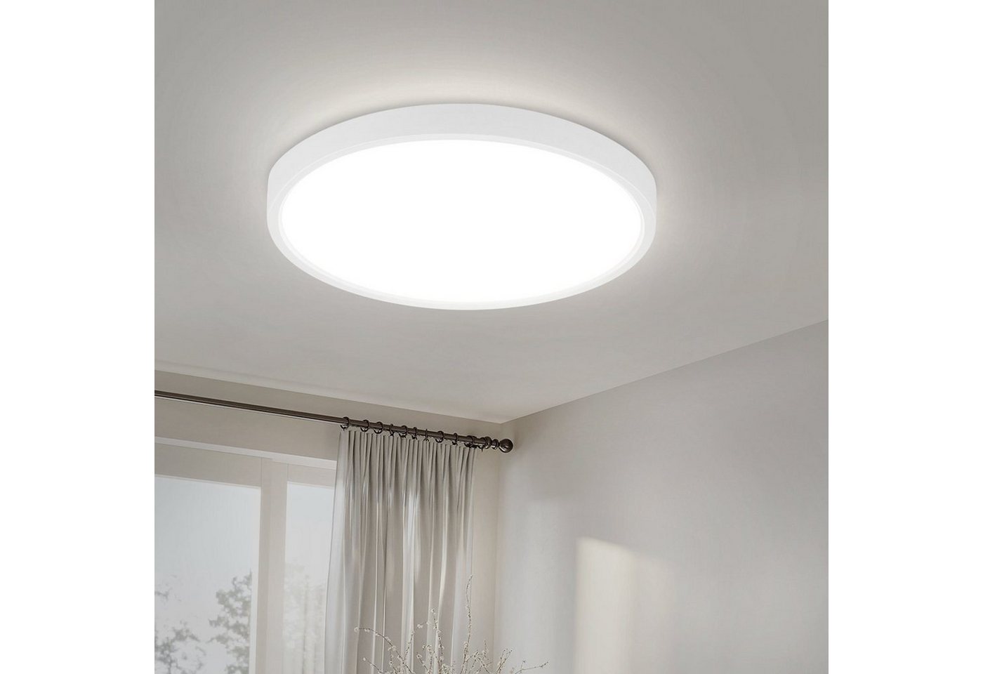 ZMH LED Deckenleuchte IP44 Küchenlampe Rund Ø22cm - Flach Badezimmer Flur, LED fest integriert, Klatweiß, Badezimmerlampe Flach 15W Schlafzimmerlampe von ZMH