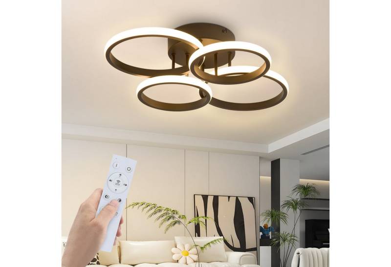 ZMH LED Deckenleuchte LED Deckenleuchte 4-Ring Dimmbar Schwarz/ Weiß 48W Wohnzimmerlampe, LED fest integriert, warmweiß, neutralweiß, kaltweiß, LED dimmbar 48W moderne Schlafzimmerlampe von ZMH