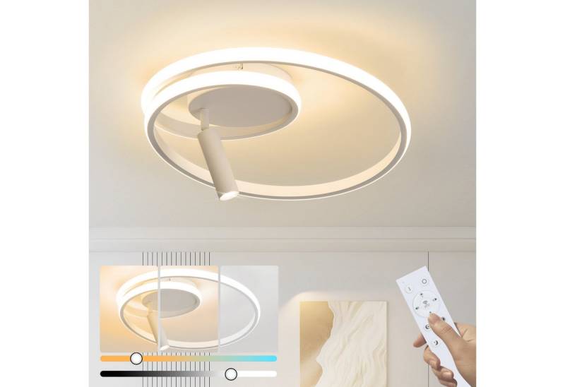 ZMH LED Deckenleuchte LED Deckenleuchte 40cm Schwarz/ Weiß Dimmbar 37W Deckenspot, LED fest integriert, LED dimmbar 37w Deckenlampe mit Spot von ZMH
