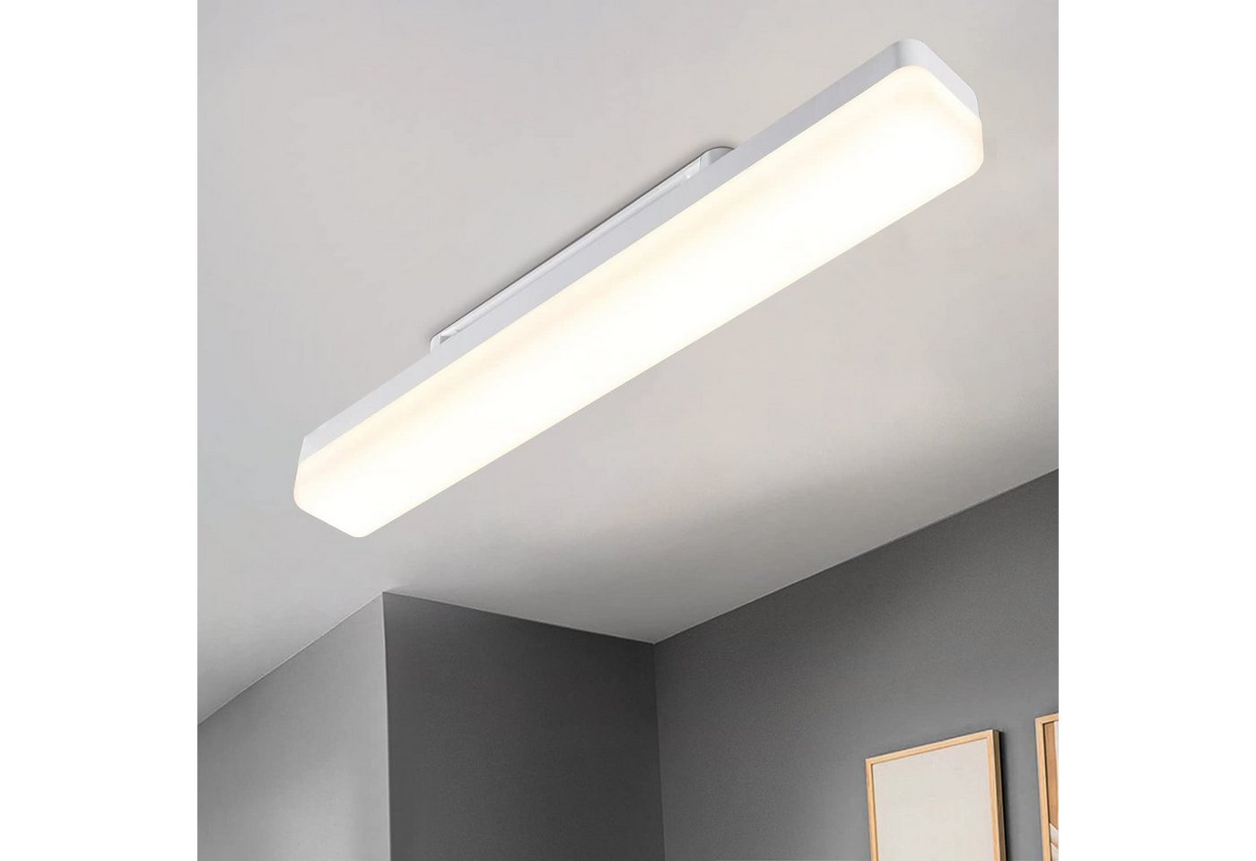 ZMH LED Deckenleuchte Wohnzimmer Modern Tageslicht weiß Augenschutz für Schlafzimmer Flur, Einfache Installation, LED fest integriert, Tageslichtweiß, 18W Flurlampe, 4000K, für Keller Büro Garage von ZMH