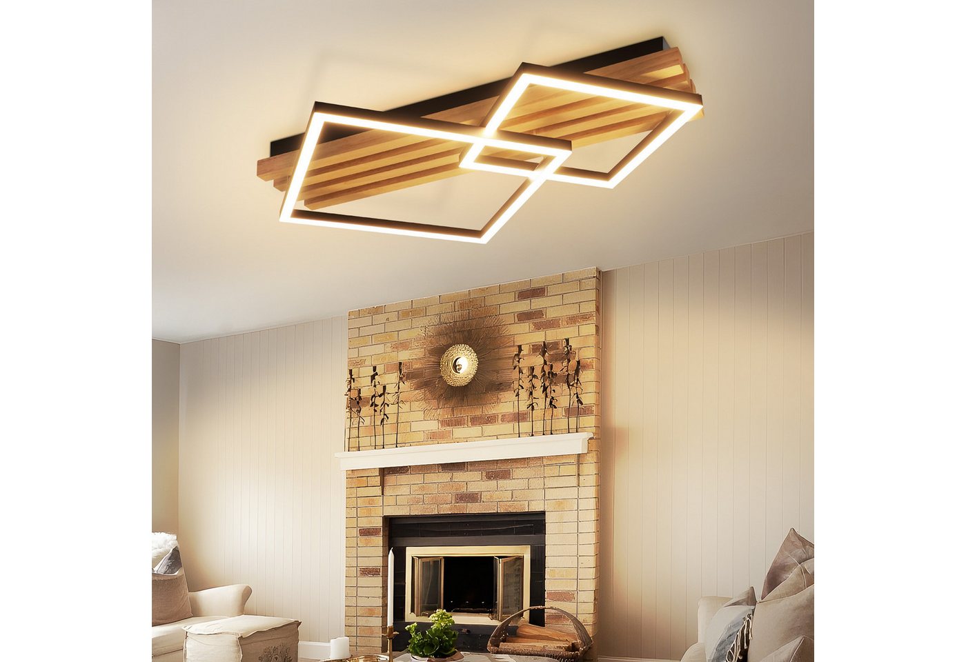 ZMH LED Deckenleuchte LED Deckenleuchte Dimmbar Holz Deckenlampe: 2/3-Ringen, LED fest integriert, Schwarz Deckenbeleuchtung mit Fernbedienung Design ZMH LED Deckenleuchte LED Deckenleuchte Dimmbar Holz Deckenlampe: 2/3-Ringen, LED fest integriert, Schwarz Deckenbeleuchtung mit Fernbedienung Design von ZMH