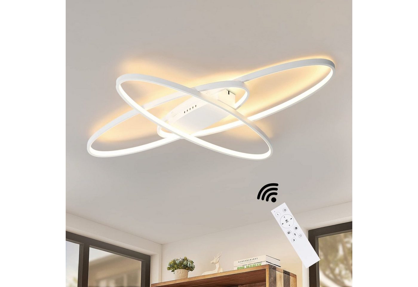 ZMH LED Deckenleuchte LED Dimmbar Deckenleuchte Modern Wohnzimmerlampe, LED fest integriert von ZMH