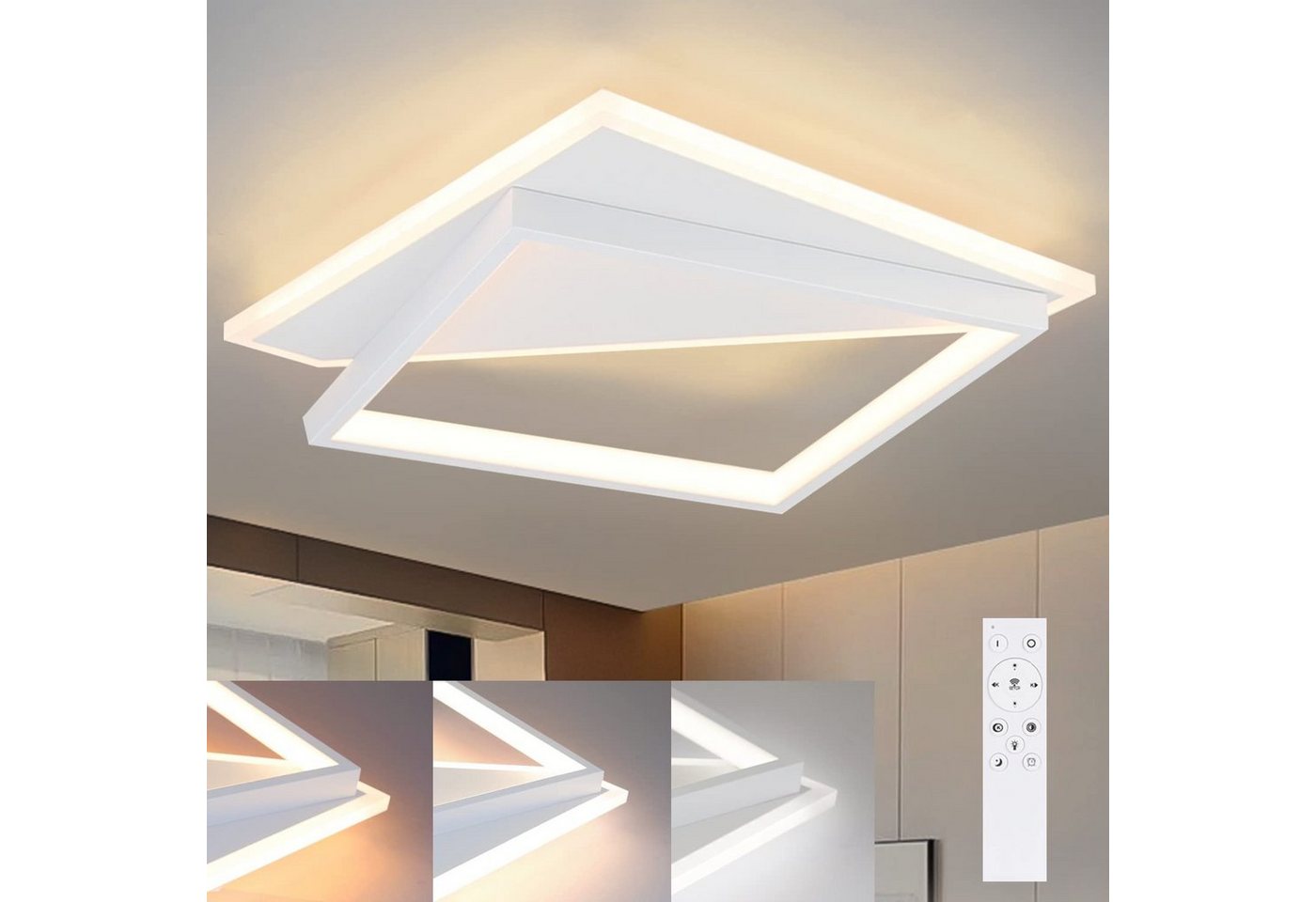ZMH LED Deckenleuchte Modern Design Quadraten, LED fest integriert, Tageslichtweiß, weißen, 35*35cm von ZMH
