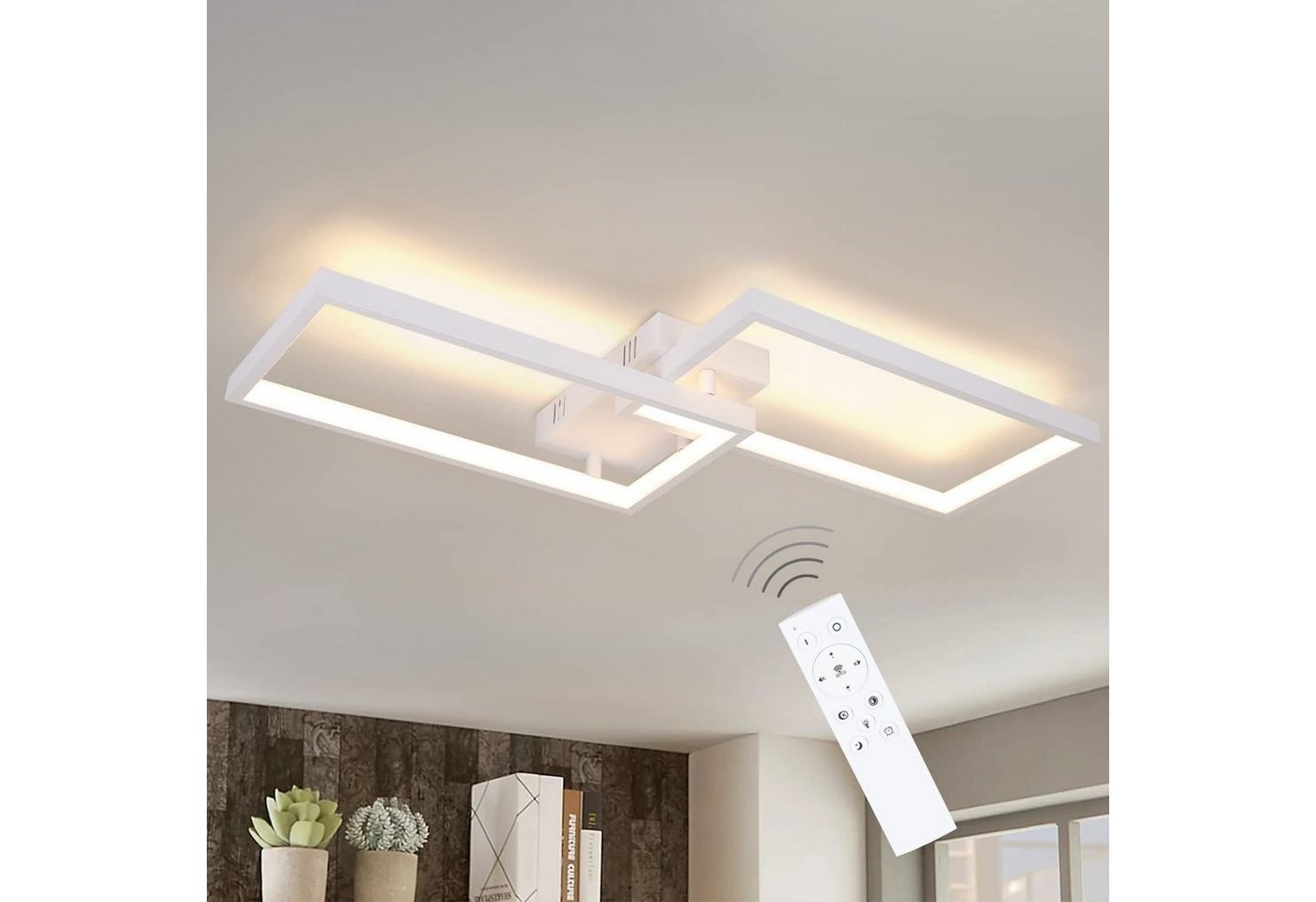 ZMH LED Deckenleuchte Modern Design Wohnzimmerlampe Dimmbar, Dimmbar, LED fest integriert, Tageslichtweiß, 40W, Weiß von ZMH