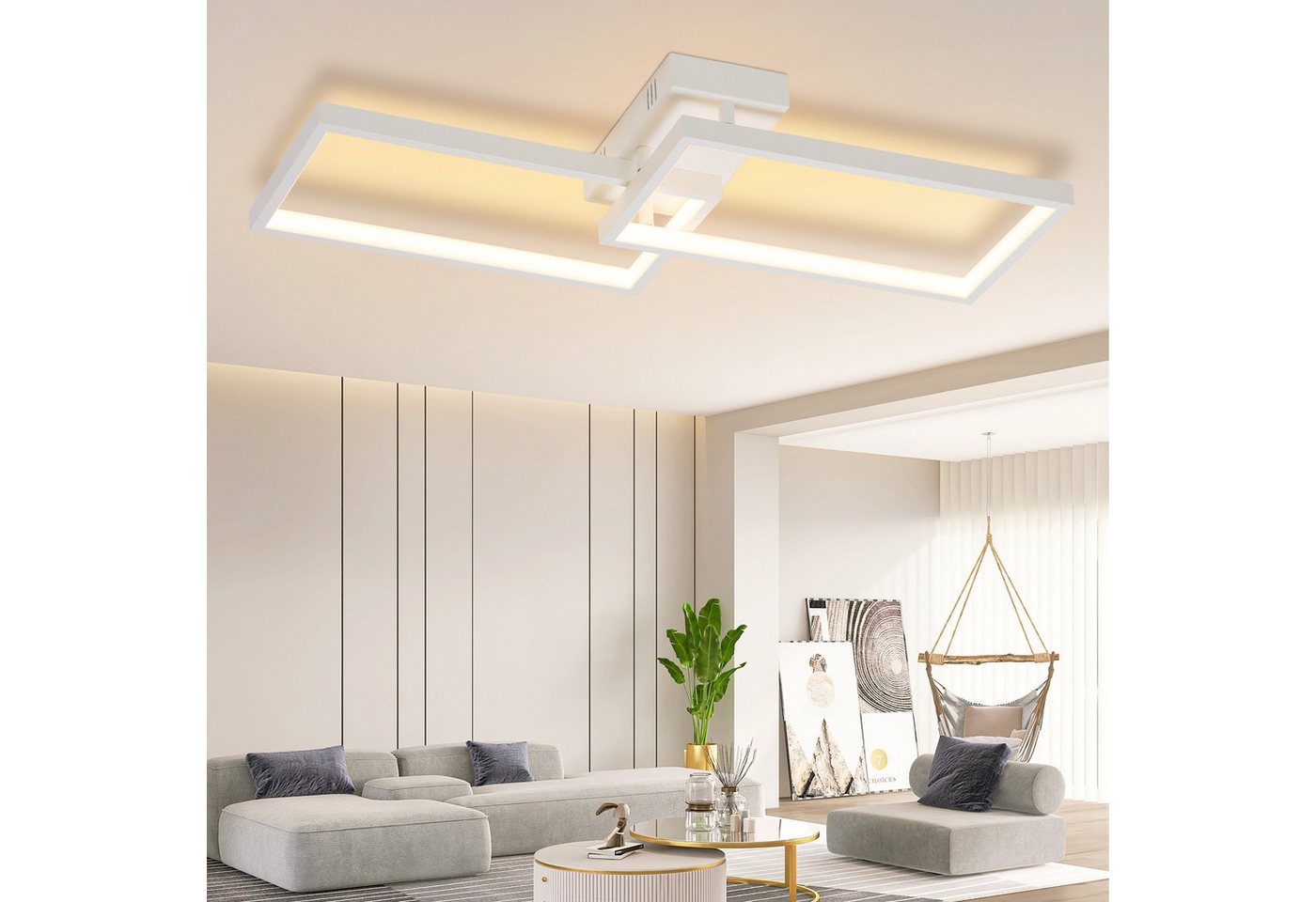 ZMH LED Deckenleuchte Modern Design Wohnzimmerlampe Dimmbar, Dimmbar, LED fest integriert, Tageslichtweiß von ZMH